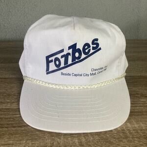 Vintage Forbes Chevrolet Snapback Hat‎ White Unisex Adjustable Cap
